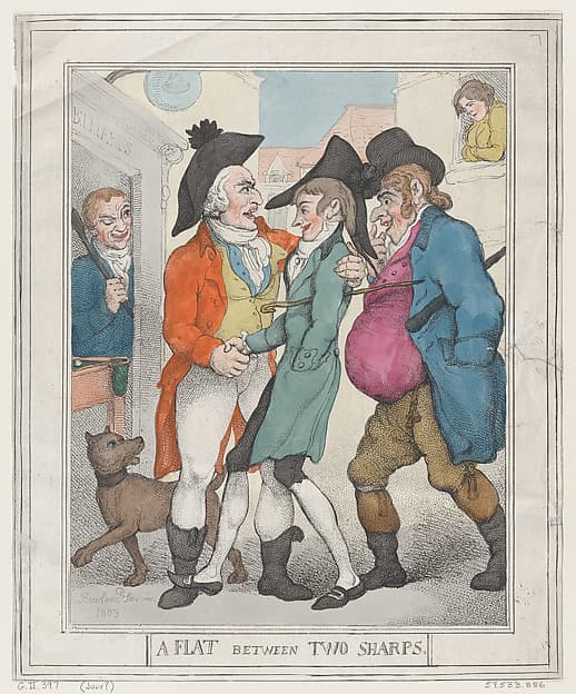 A Flat between Two Sharps, by Thomas Rowlandson