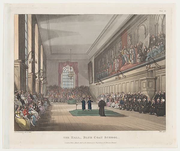 The Hall, Blue Coat School, by Thomas Rowlandson