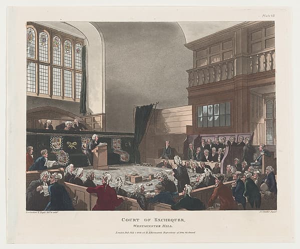 Court of Exchequer, Westminster Hall, by Thomas Rowlandson