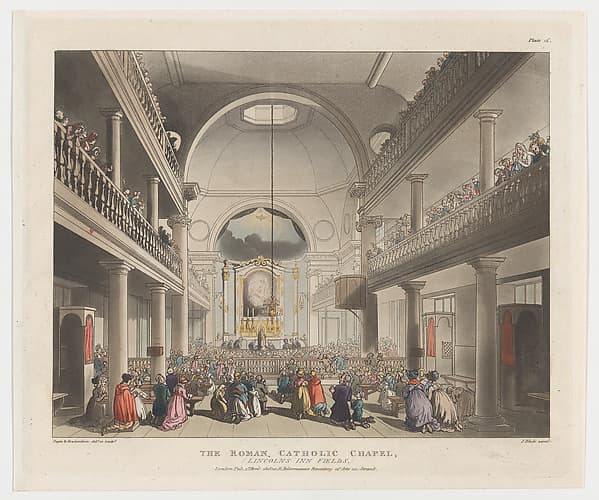 The Roman Catholic Chapel, Lincoln's Inn Fields, by Thomas Rowlandson