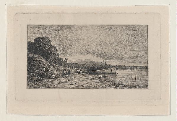 Barge on the Bank of a River, by Adolphe Appian