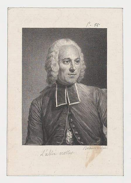 Portrait of Jean Antoine Nollet, by Jacques Firmin Beauvarlet
