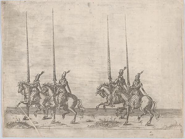 Procession, with four men riding horses, by Anonymous, German, 16th century