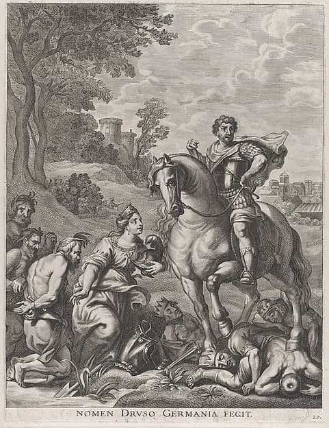 Plate 29: Germany conquered by Drusus; from Guillielmus Becanus's 'Serenissimi Principis Ferdinandi, Hispaniarum Infantis...', by Jacob Neeffs