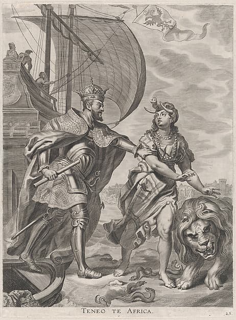 Plate 23: Emperor Charles V, campaign in Africa; from Guillielmus Becanus's 'Serenissimi Principis Ferdinandi, Hispaniarum Infantis...', by Jacob Neeffs