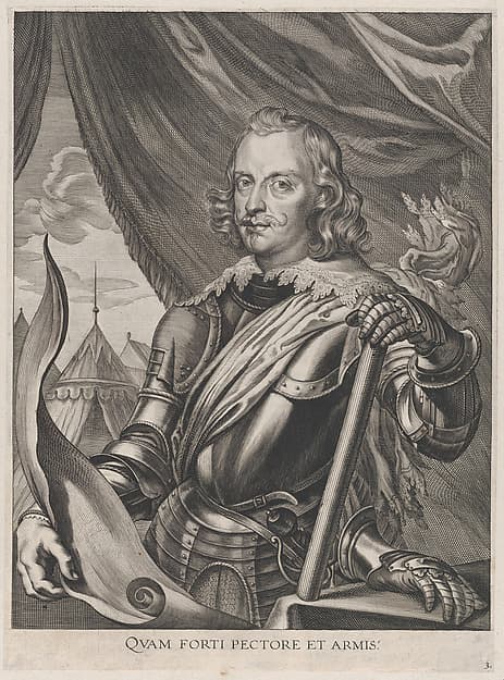 Plate 3: Portrait of Ferdinand Cardinal Infante of Spain, in military armor; from Guillielmus Becanus's 'Serenissimi Principis Ferdinandi, Hispaniarum Infantis...', by Jacobus van Schoor