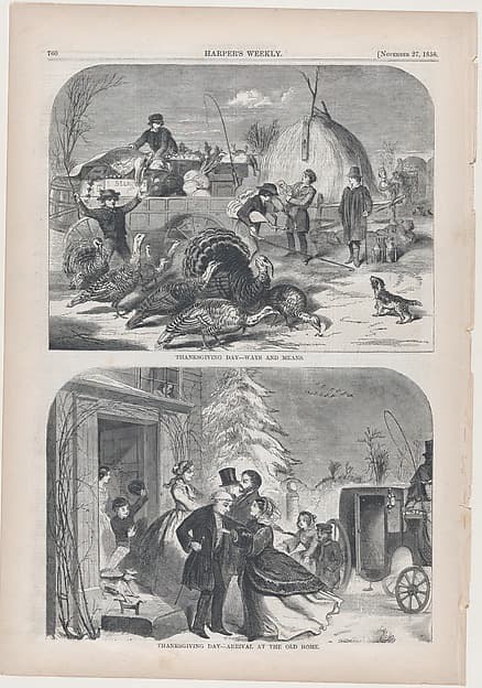 Thanksgiving Day – Arrival At the Old Home (from "Harper's Weekly," Vol. II), by Winslow Homer