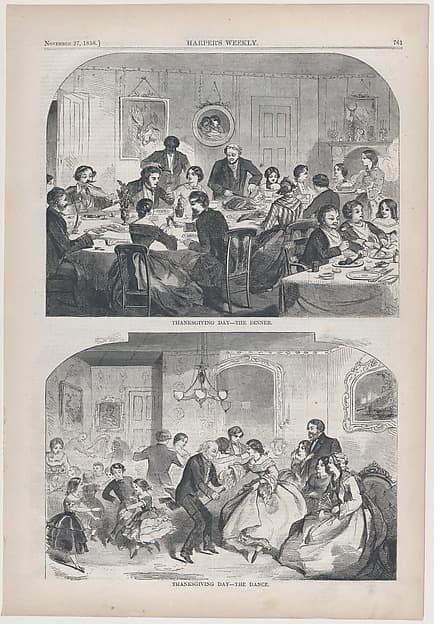 Thanksgiving Day – The Dinner (from "Harper's Weekly," Vol. II), by Winslow Homer