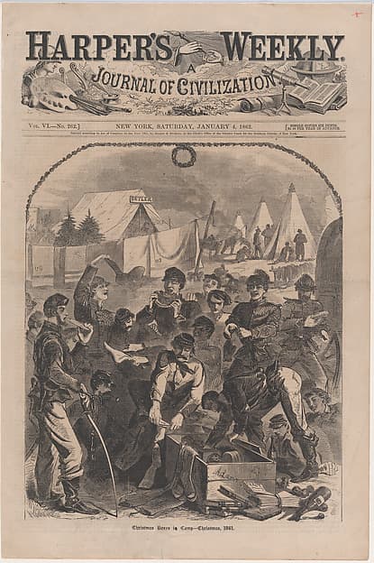 Christmas Boxes in Camp – Christmas, 1861 (from "Harper's Weekly," Vol. VI), by Winslow Homer