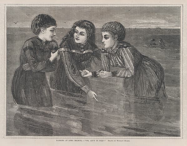 Bathing at Long Branch "Oh, Ain't It Cold" (Every Saturday, Vol. III, New Series), by Winslow Homer
