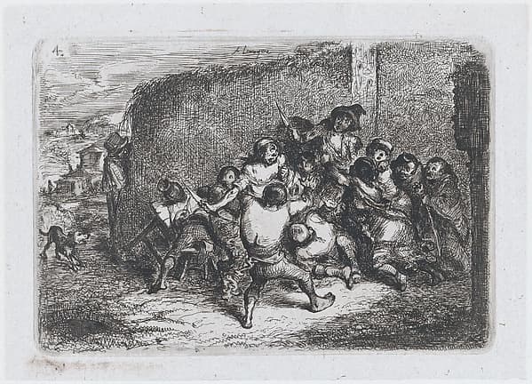 Plate 4: a street brawl, from "Customs and Pastimes of the Spanish People", by Francisco Lameyer y Berenguer