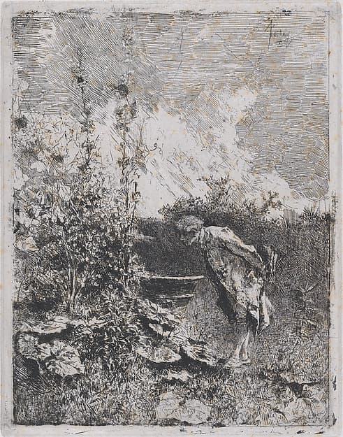 The botanist: a man in a garden examining its contents, by Mariano Fortuny, 1838–1874