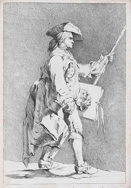 An Artist at the French Academy in Rome (?), pl. V from "Recueil de caricatures", by Ange-Laurent de La Live de Jully