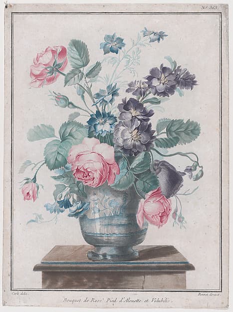 Bouquet of Roses, Larkspur and Convolvulus, by Louis Marin Bonnet
