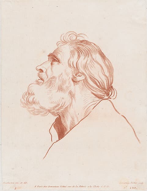 Bust Portrait of a Man with a Beard, by Gilles-Antoine Demarteau