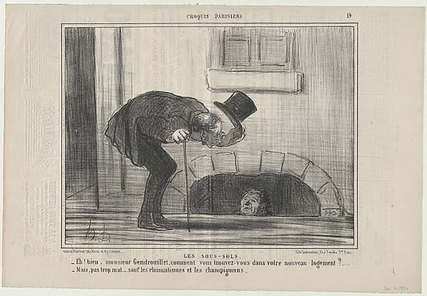 Les Sous-Sols, from Croqius Parisiens, published in Le Charivari, December 2, 1856, by Honoré Daumier