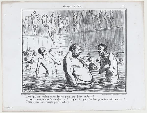 On m'a conseillé les bains froids pour me faire maigrir!..., from Croquis d'Été, published in Le Charivari, August 2, 1858, by Honoré Daumier
