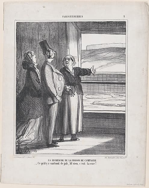 The search for a house in the country: What is especially beautiful, sir, is the view!, from 'Parisian habits,' published in Le Charivari, April 25, 1866, by Honoré Daumier