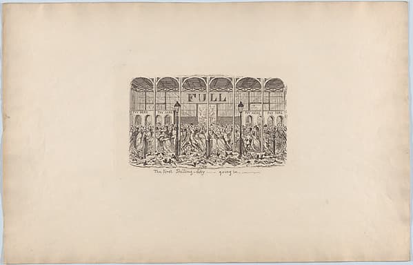 The First Shilling Day–Going In, by George Cruikshank