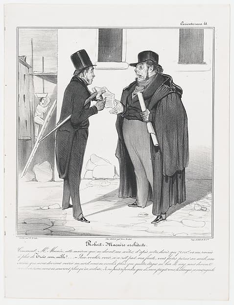 Plate 41: Robert Macaire, architect, from 'Caricaturana,' published in Les Robert Macaires, by Honoré Daumier