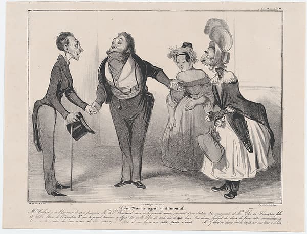 Plate 16: Robert Macaire matrimonial agent, from 'Caricaturana,' published in Les Robert Macaires, by Honoré Daumier