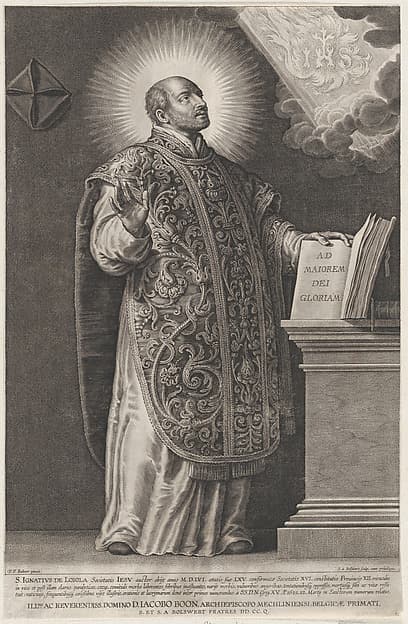 Saint Ignatius Loyola, standing and holding an open book, by Schelte Adams à Bolswert