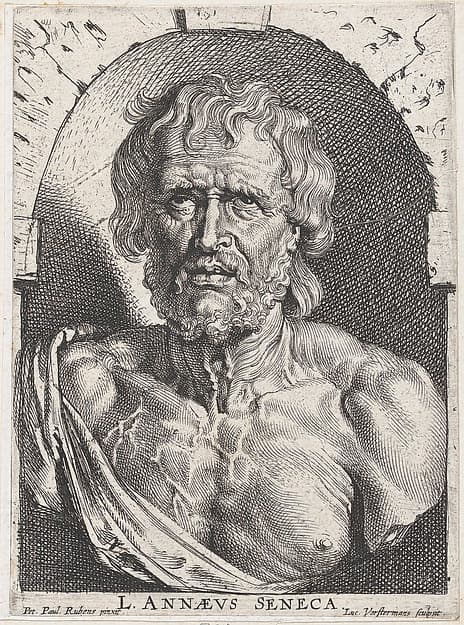 The bust of Seneca, in a niche, by Lucas Vorsterman I