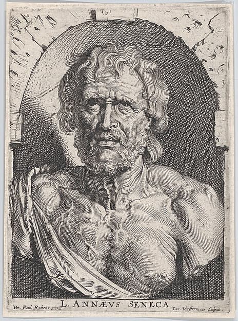 The bust of Seneca, in a niche, by Lucas Vorsterman I