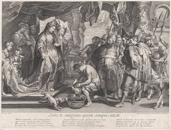 The Head of Cyrus brought to Queen Tomyris, by Gaspard Duchange