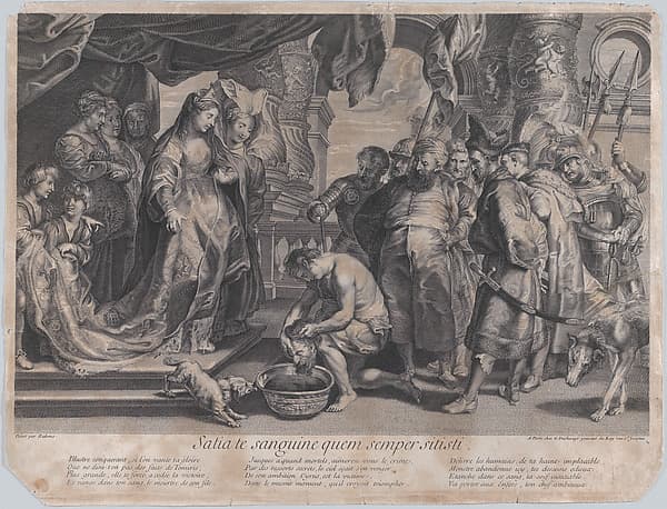 The Head of Cyrus brought to Queen Tomyris, by Gaspard Duchange