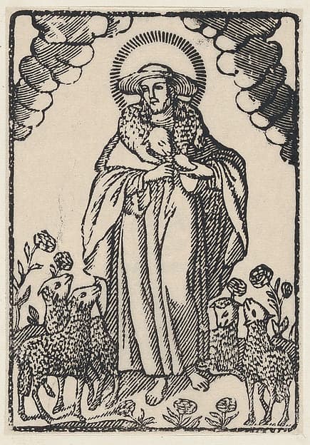The good shepherd surrounded by lambs, by Anonymous