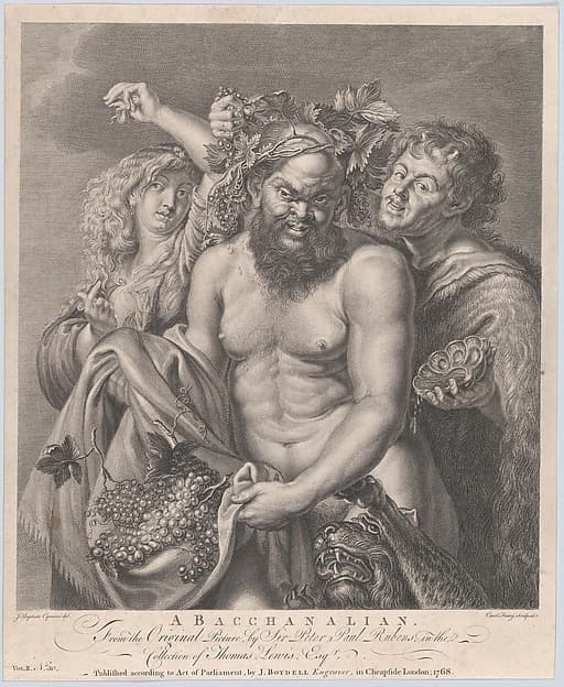 Bacchus accompanied by a Bacchante and a faun, by Carlo Faucci