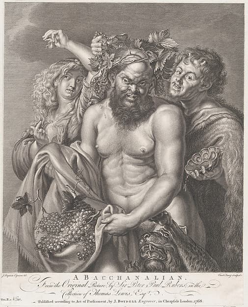Bacchus accompanied by a Bacchante and a faun, by Carlo Faucci