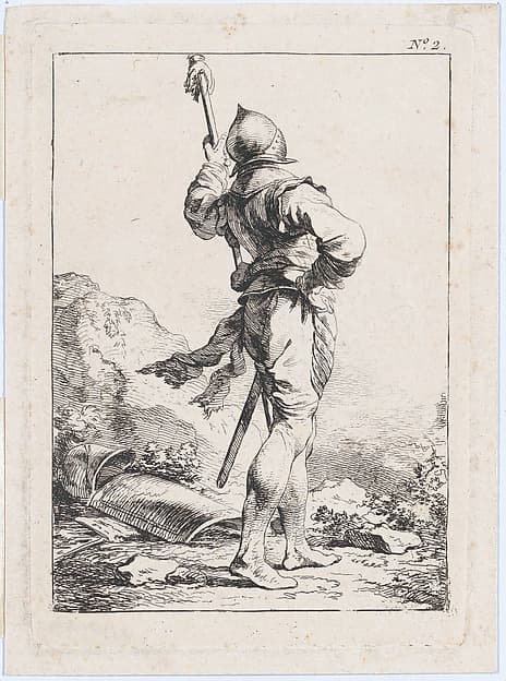 Standing Soldier Seen from Behind, by Philippe Jacques de Loutherbourg