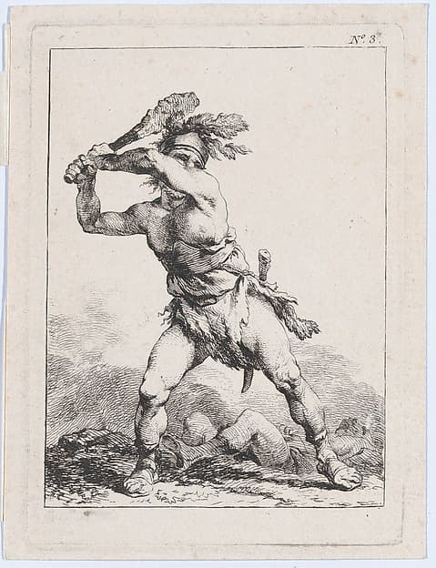 Savage Soldier Swinging a Club, by Philippe Jacques de Loutherbourg