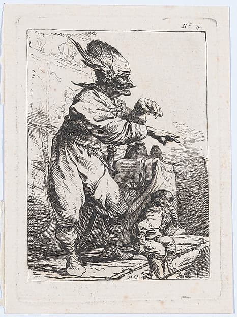A Performer on a Stage with a Monkey, by Philippe Jacques de Loutherbourg
