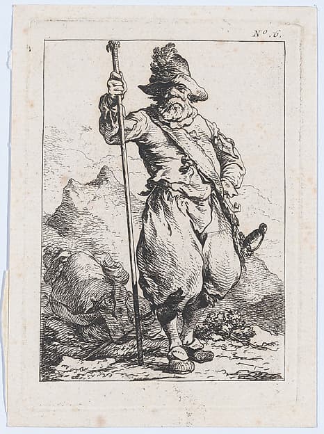 Standing Man Holding a Lance, by Philippe Jacques de Loutherbourg