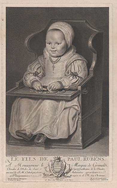 Portrait of one of Cornelis de Vos' children (probably), seated in a baby chair, by Manuel Salvador Carmona