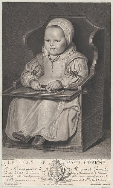 Portrait of one of Cornelis de Vos' children (probably), seated in a baby chair, by Manuel Salvador Carmona