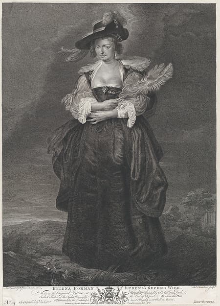 Portrait of Helena Fourment, Rubens' second wife, wearing a fur coat over her shoulders, by Thomas Chambars