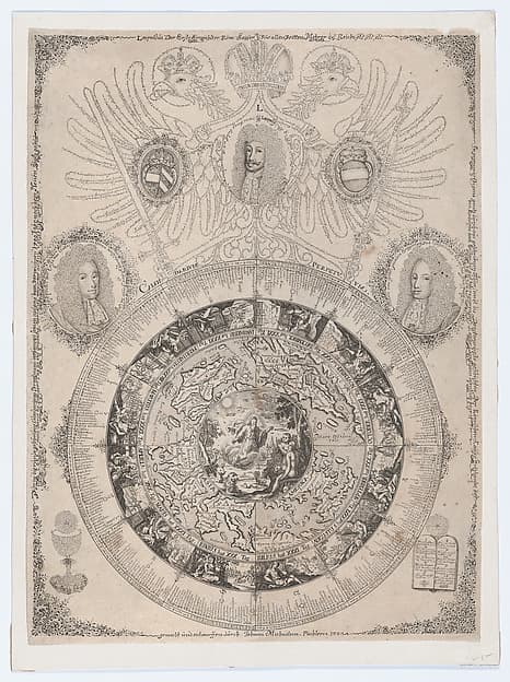 The Perpetual Calendar with Portraits of Leopold I and his sons Joseph and Charles, by Johann Michael Püchler