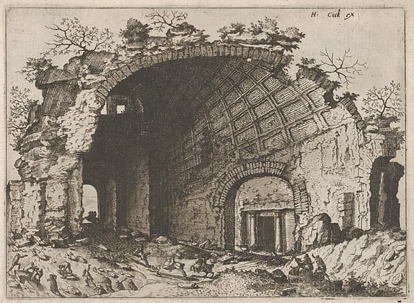 Barrel Vault with Coffering, from "Roman Ruins and Buildings", by Johannes van Doetecum I