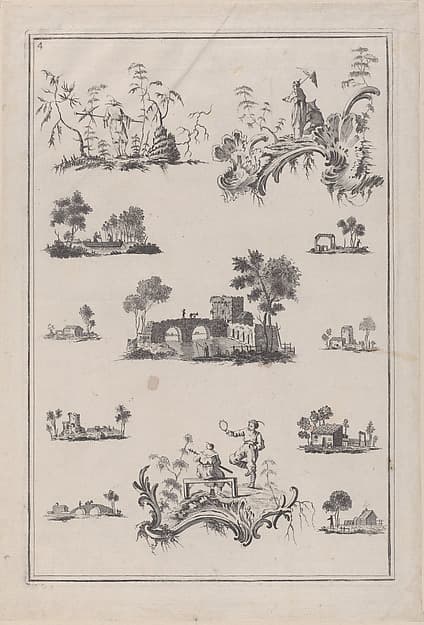 Chinoiserie Ornaments, plates from "The Ladies Amusement"; or, "Whole art of japanning made easy", by Jean Pillement