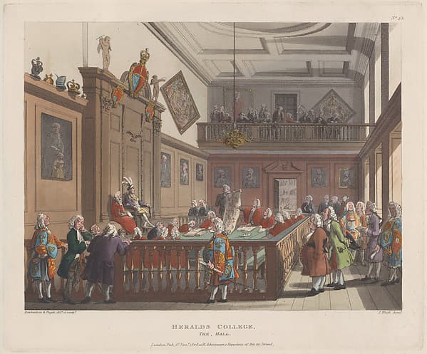 Herald's College, The Hall, by Thomas Rowlandson