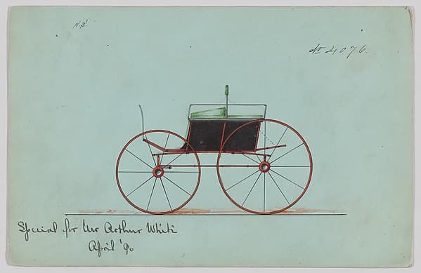 Design for Dog Cart or 2 Wheeler, no. 4076, by Brewster & Co.