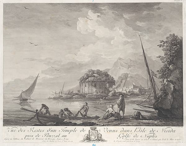 View of the Remains of the Temple of Venus on the Isle of Nisida Close to Pouzzol on the Gulf of Naples, by Charles François Grenier de Lacroix