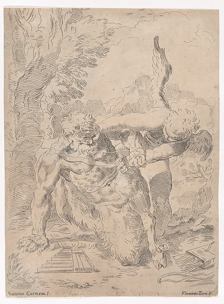 Pan and Cupid, by Flaminio Torre (Torri)