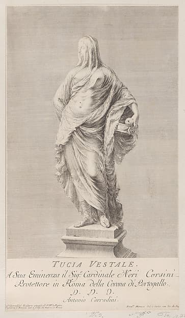 Statue of Tuccia, the ancient Roman Vestal Virgin (Tucia Vestale), by Francesco Monaco