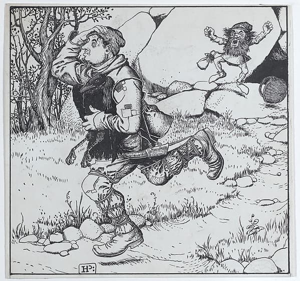 The Blacksmith Chooses Ye Raven and Runs Away With It, for "The Wonder Clock", by Howard Pyle