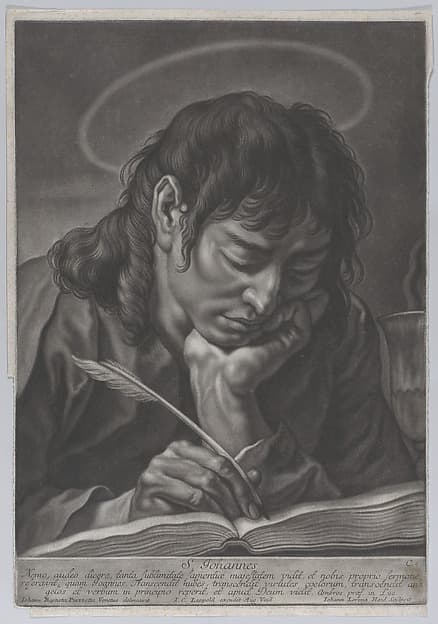 Saint John the Evangelist; head and shoulders, writing with a quill, by Johann Lorenz Haid